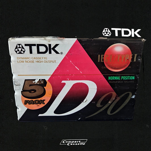 TDK D-90 Cassette | IEC 1/Type I Normal Position | 5-Pack